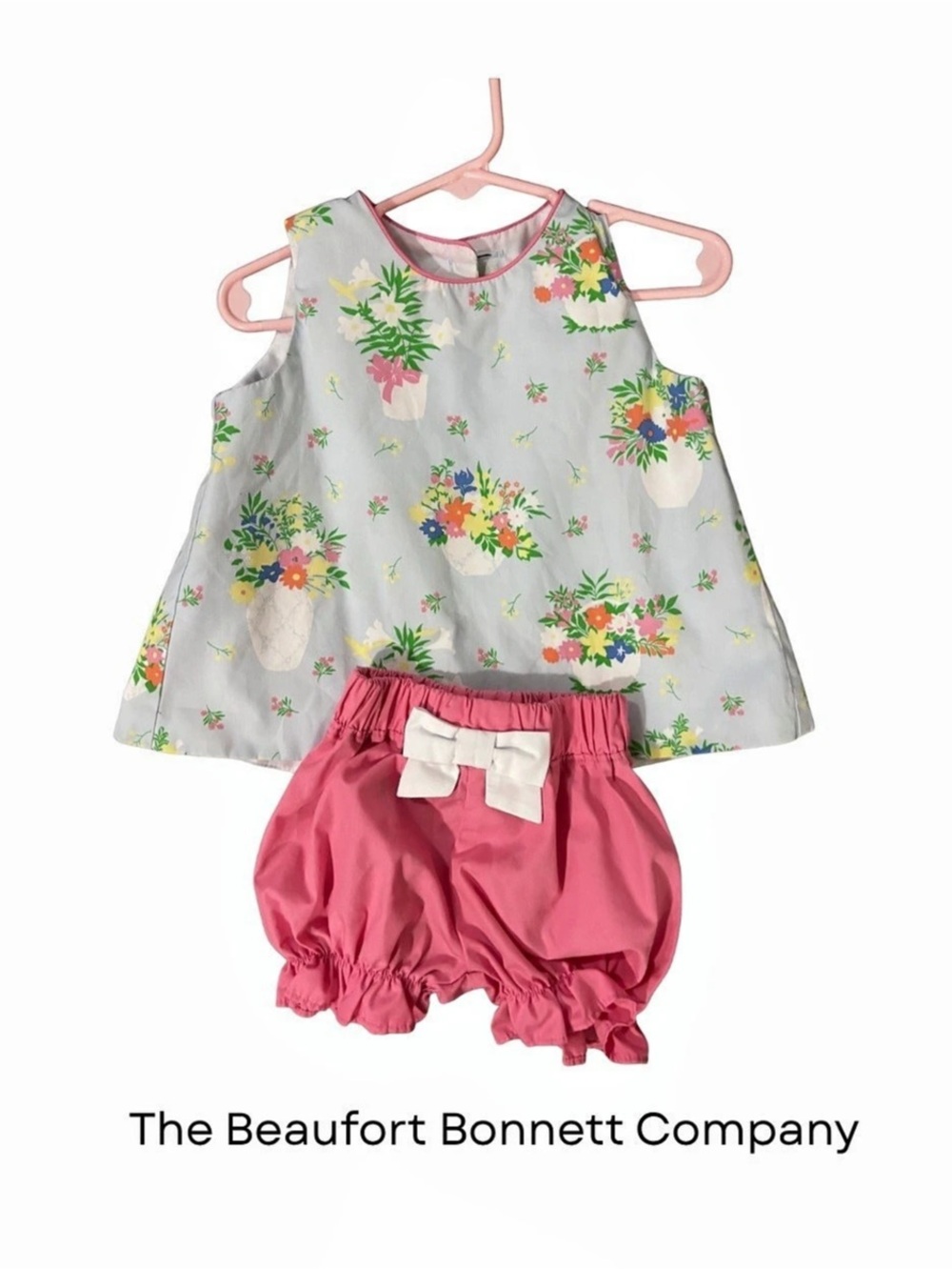 The Beaufort Bonnet Company Floral Matching Set in Pink & Gray